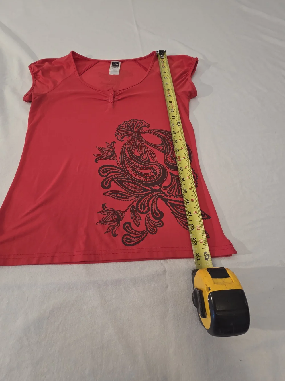 The North Face Women's Red Short-Sleeve Tee with Black Paisley Graphic - Picture 3 of 5